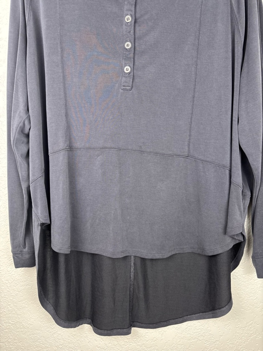 We The Free “Rose” Gray Small Polo Henley Top Modal Oversized Boho Minimalist - Picture 3 of 14